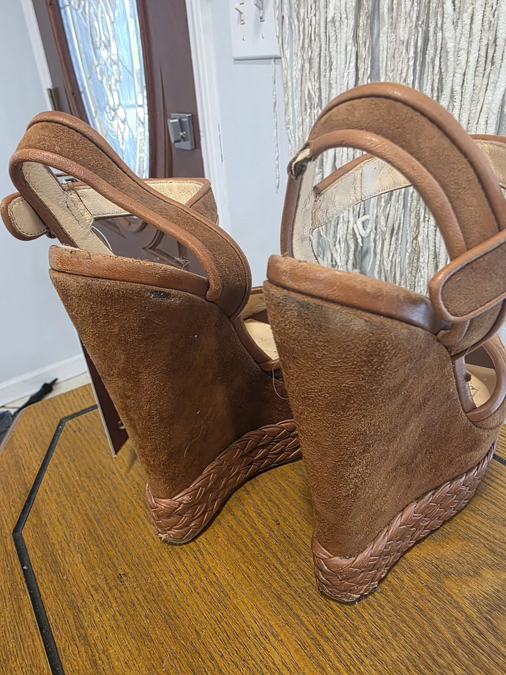 Giuseppe Zanotti Brown Suede Braided Platform Wedge Sandals